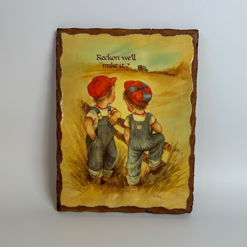 VTG “Reckon We’ll Make It?” 80's‎ Wintermute Industries Rustic Wood Wall Plaque